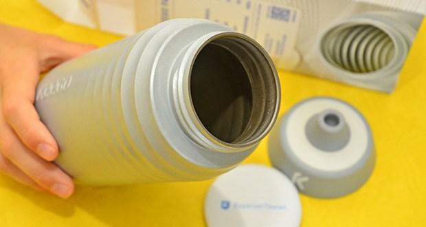 Trinkflasche Test KEEGO Elastisches Titan Sport Trinklasche 500ml silver im Test - Einfache Reinigung: Ausspülen genügt