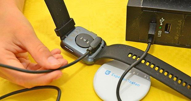 Tensky Smartwatch 208BT im Test - Aufladezeit ca. 2 Stunden