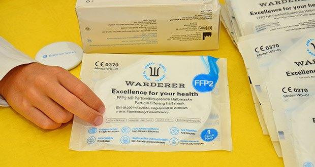 W WARDERER Premium FFP2 Maske Weiss im Test - Hygienisch durch Einzelverpackung