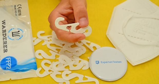 W WARDERER Premium FFP2 Maske Weiss im Test - Drei stufige Hacken fĂĽr Hintenkopf-Anbindung