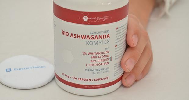Medical Beauty Cosmetics Bio Ashwagandha Komplex im Test - Enthält Melatonin, Reich an Tryptophan, Mit Magnesium angereichert