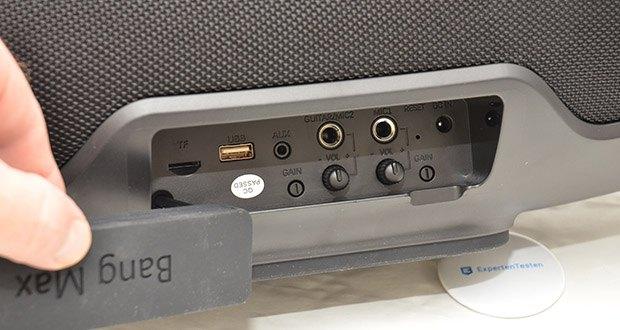 Tronsmart Bang Max Bluetooth Outdoor Lautsprecher im Test - TF-Karten- und U-Disk-Support; Anschluss von 2 kabelgebundenen Mikrofonen; Kompatibel mit akustischen E-Gitarren