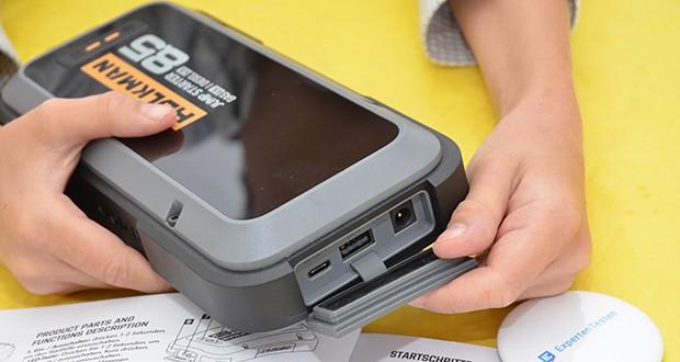 HULKMAN Alpha 85 Starthilfe im Test - 12V-DC-Anschluss, USB-A und USB-C Anschlüsse
