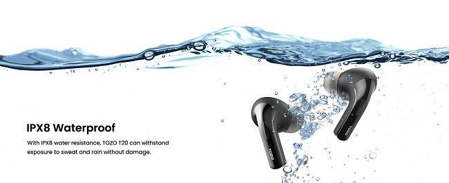 TOZO T20 IPX8 Wasserbeständigkeitsstandard