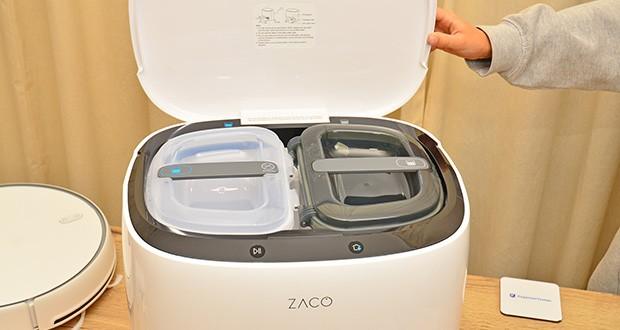 Zaco M1S Saug- und Wischroboter mit Selbstreinigender Ladestation im Test - Große Frisch- und Schmutzwassertanks
