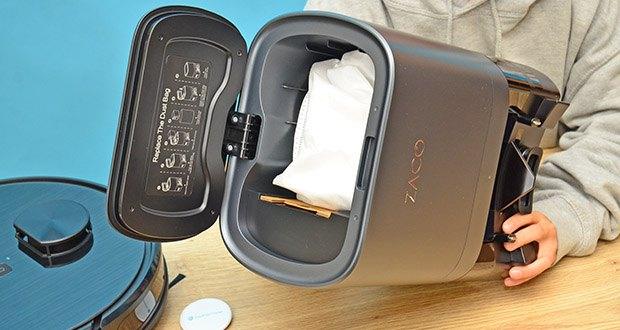 ZACO A10 Pro Saug- Wischroboter mit Absaugstation im Test - Hohe Saugstärke der Absaugstation