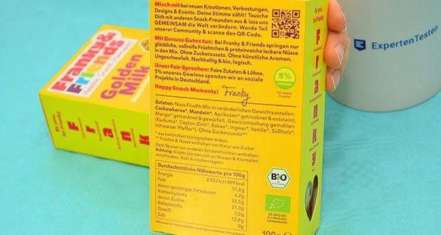 Franky & Friends Golden Milk Bio-Nuss-Frucht-Mix im Test - Nährstoffreiche Komponenten