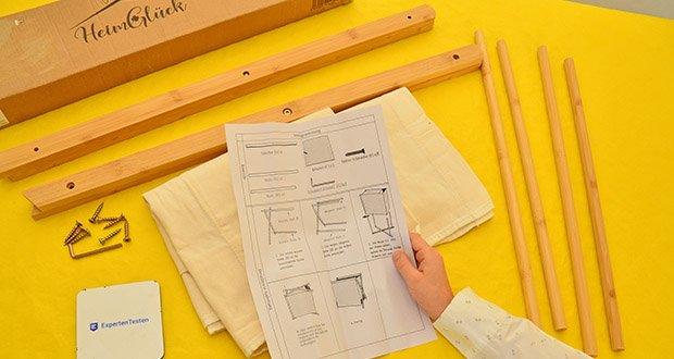 HeimGlück Wäschesammler 60l beige im Test - Ausführliche Montageanleitung für den einfachen Aufbau