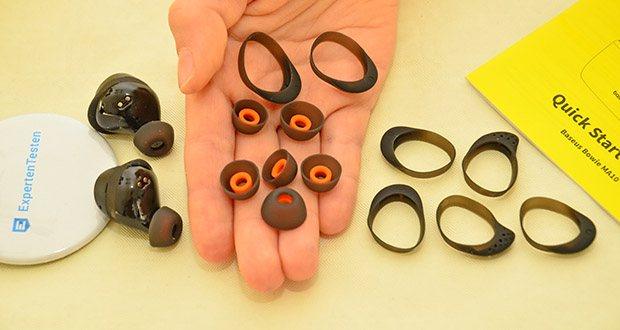 Baseus Bowie MA10 Bluetooth Kopfhörer im Test - Verschiedene Größen von Ohrstöpseln und -haken