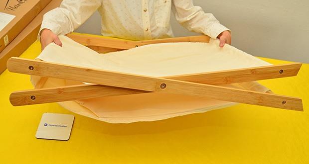 HeimGlück Wäschesammler 60l beige im Test - Platzsparend: Dank des Quick-Systems faltbar