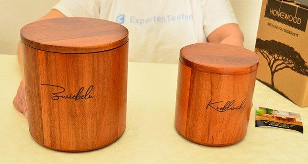 HOMEWOOD Zwiebel- & Knoblauch Aufbewahrung im Test - Große Kapazität (1,5kg Zwiebeln, 8 Knoblauch)