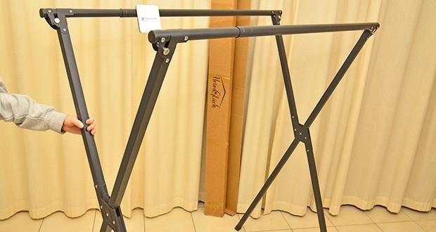 HeimGlück Wäscheständer schwarz im Test - Stabile X-Form Konstruktion