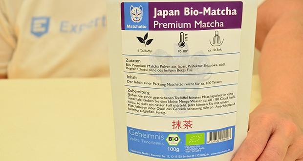 Matchatto Bio Japan Matcha Tee Pur im Test - 100% vegan und rohkostqualität; ohne Zuckerzusatz