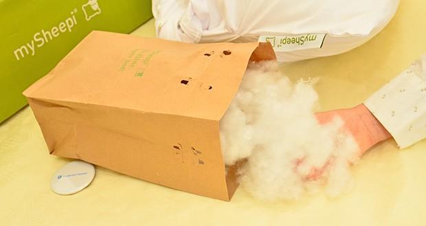 mySheepi HOME Kopfkissen im Test - Gratis Nachtfüllmaterial für individuelle Höheneinstellung