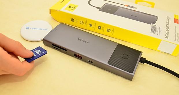 Baseus 10-in-1 USB-C Docking Station im Test - SD/TF-Kartensteckplatz, USB-C-Datenanschluss