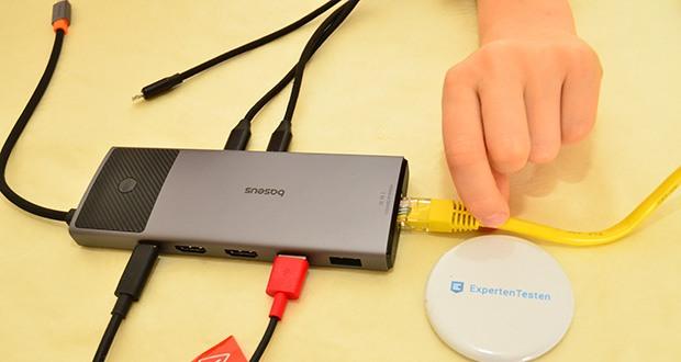 Baseus 10-in-1 USB-C Docking Station im Test - Ethernet-Anschluss fĂĽr Netzwerk
