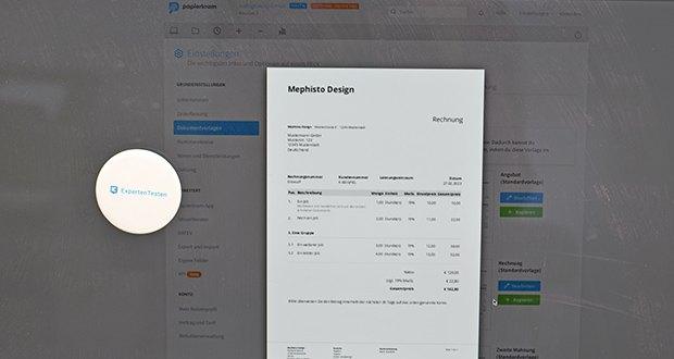 Papierkram.de Buchhaltungssoftware im Test - Individuelles Rechnungsdesign