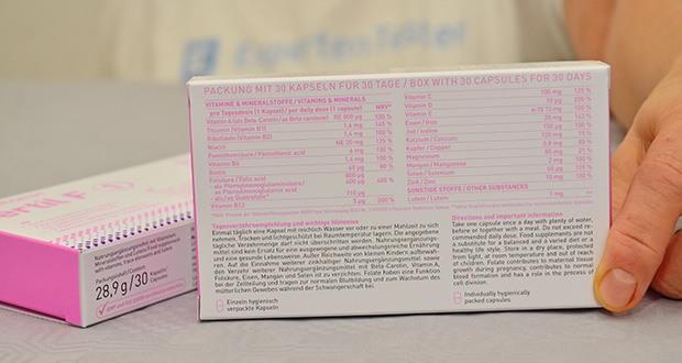 amitamin Fertil F Phase 1 Kinderwunsch Kapseln im Test - Enthält 20 essentielle Mikronährstoffe