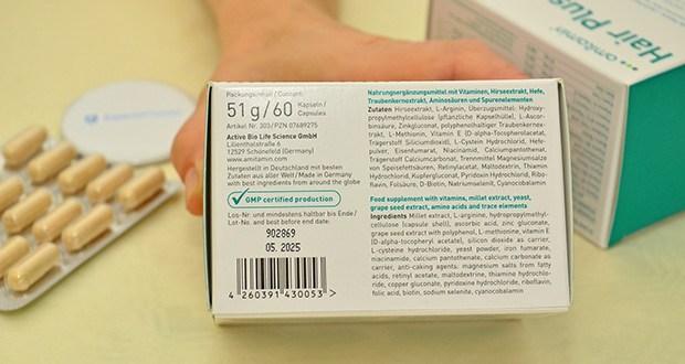 amitamin Hair Plus Haar Vitamine im Test - Frei von Aromen, Farbstoffen und Stabilisatoren