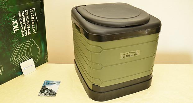 GLAMPmania Campingtoilette XXL Round im Test - Praktische Seitengriffe erleichtern die Mobilität