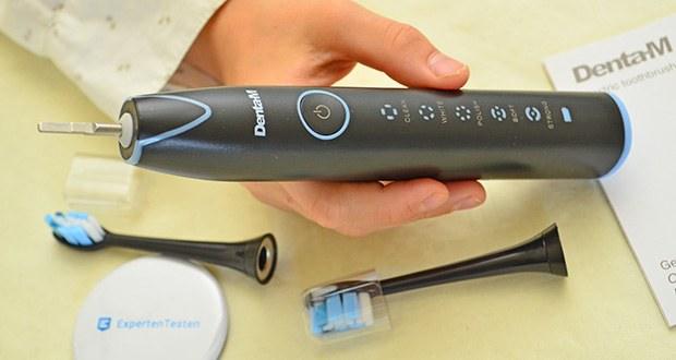 Denta-M Elektrische Schallzahnbürste im Test - Wasserfestes Gehäuse (IPX7) für Verwendung unter der Dusche; Leichtes Gewicht von nur 136 Gramm