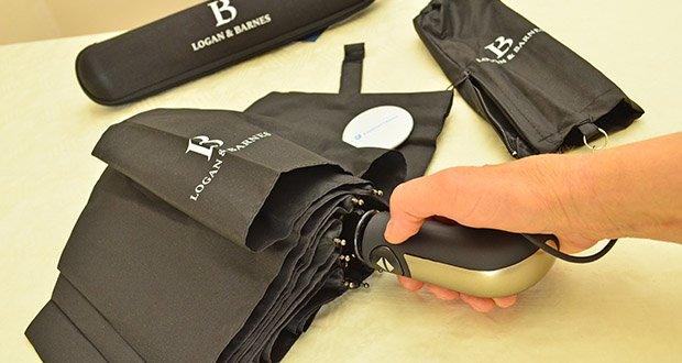 LOGAN & BARNES Regenschirm Manchester im Test - Schnelle Auf-Zu-Automatik; Griff mit Antirutsch-Beschichtung