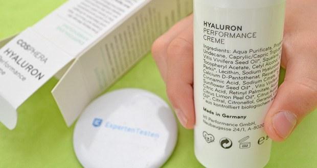 Cosphera Hyaluron Performance Creme im Test - Frei von bedenklichen Inhaltsstoffen; 100% vegan und ohne Tierversuche