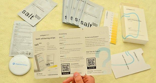 UniqueSmile Zahnaufhellung Whitening Strips im Test - Innovative Formel mit natürlichen Inhaltsstoffen: 100% Bio-Kokosöl, Salbeiöl und Salz