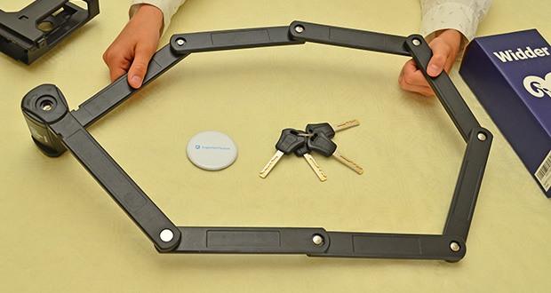 Widder Fahrrad-Faltschloss Jupiter im Test - Extra lang mit 120 cm; flexibel einsetzbar dank Faltmechanismus