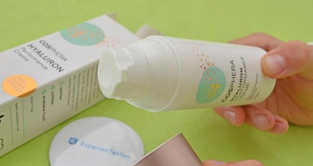 Cosphera Hyaluron Performance Creme im Test - Praktischer Pumpspender für hygienische Dosierung