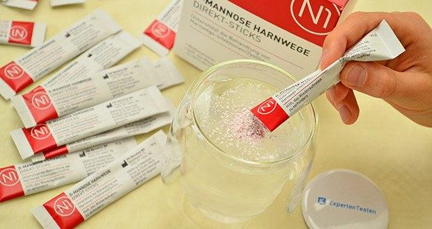 N1 D-Mannose Direkt-Sticks von Pharmedix im Test - Einfache Anwendung mit oder ohne Wasser; angenehmer Himbeergeschmack