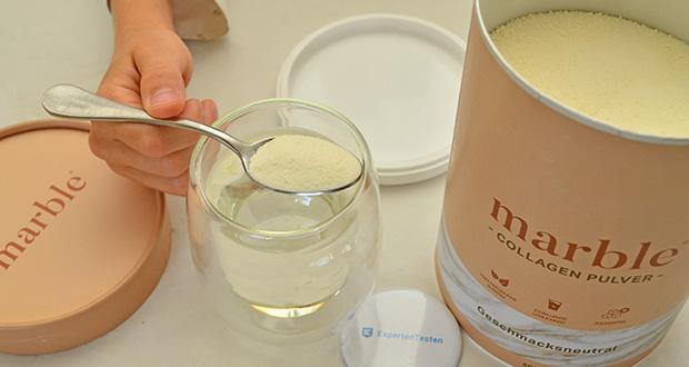 marble Kollagen Pulver Geschmacksneutral im Test – Einfach in Getränke zu mischen; Exzellente Löslichkeit ohne Klumpenbildung