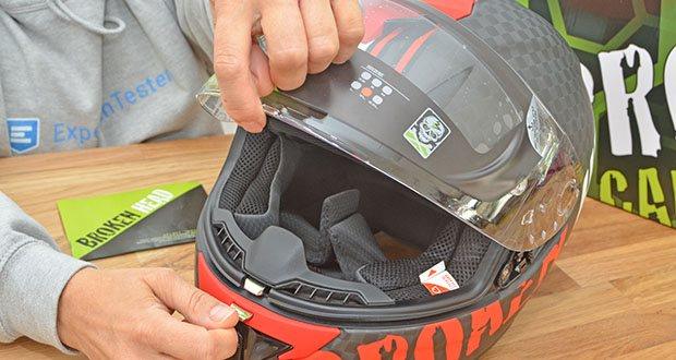 Broken Head Integralhelm BeProud Race Pro Carbon im Test - Visier: antibeschlag, getönt, klar, kratzfest, pinlock vorbereitet