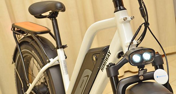 Himiway Cruiser Step Thru E-Bike im Test - Verstellbare Federgabel; integrierte LED-Beleuchtung