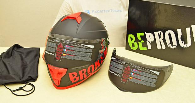 Broken Head Integralhelm BeProud Pro Sport Rot im Test - Zwei Visiere im Lieferumfang (klar und getönt)