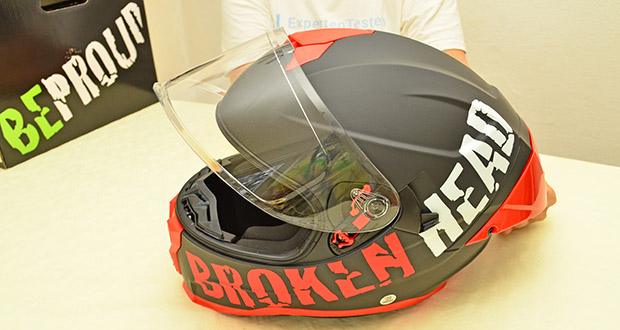 Broken Head Integralhelm BeProud Pro Sport Rot im Test - Stylisches Design mit mattem Rot; Leichtes Gewicht (1400g) für Nackenschonung