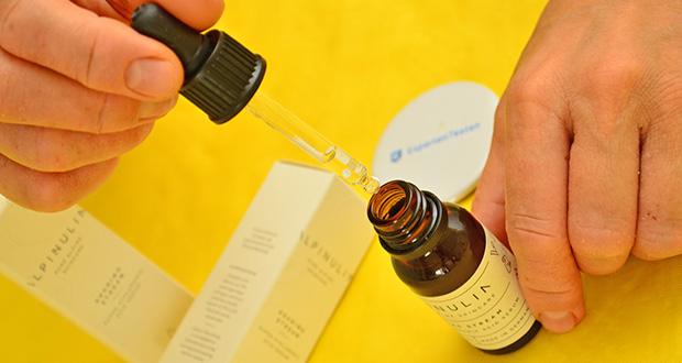 Alpinulin Hyaluronsäure Serum im Test - Hochwertige Glasflasche; präzise Dosierung durch Pumpspender