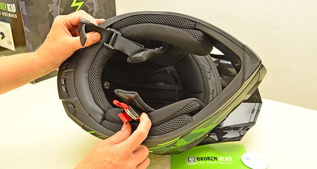 Broken Head Crosshelm Squadron Rebelution Camouflage-Grün im Test - Zwei Verschlusssysteme zur Auswahl; herausnehmbares und waschbares Innenfutter