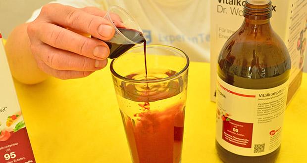 Dr. Wolz Vitalkomplex Flüssiges Konzentrat im Test - Einfache Einnahme in flüssiger Form; kann mit Wasser oder Saft gemischt werden