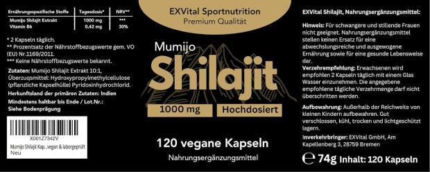Testverlauf und Testergebnis Shilajit Kapseln Testverlauf und Testergebnis EXVital Mumijo Shilajit Kapseln
