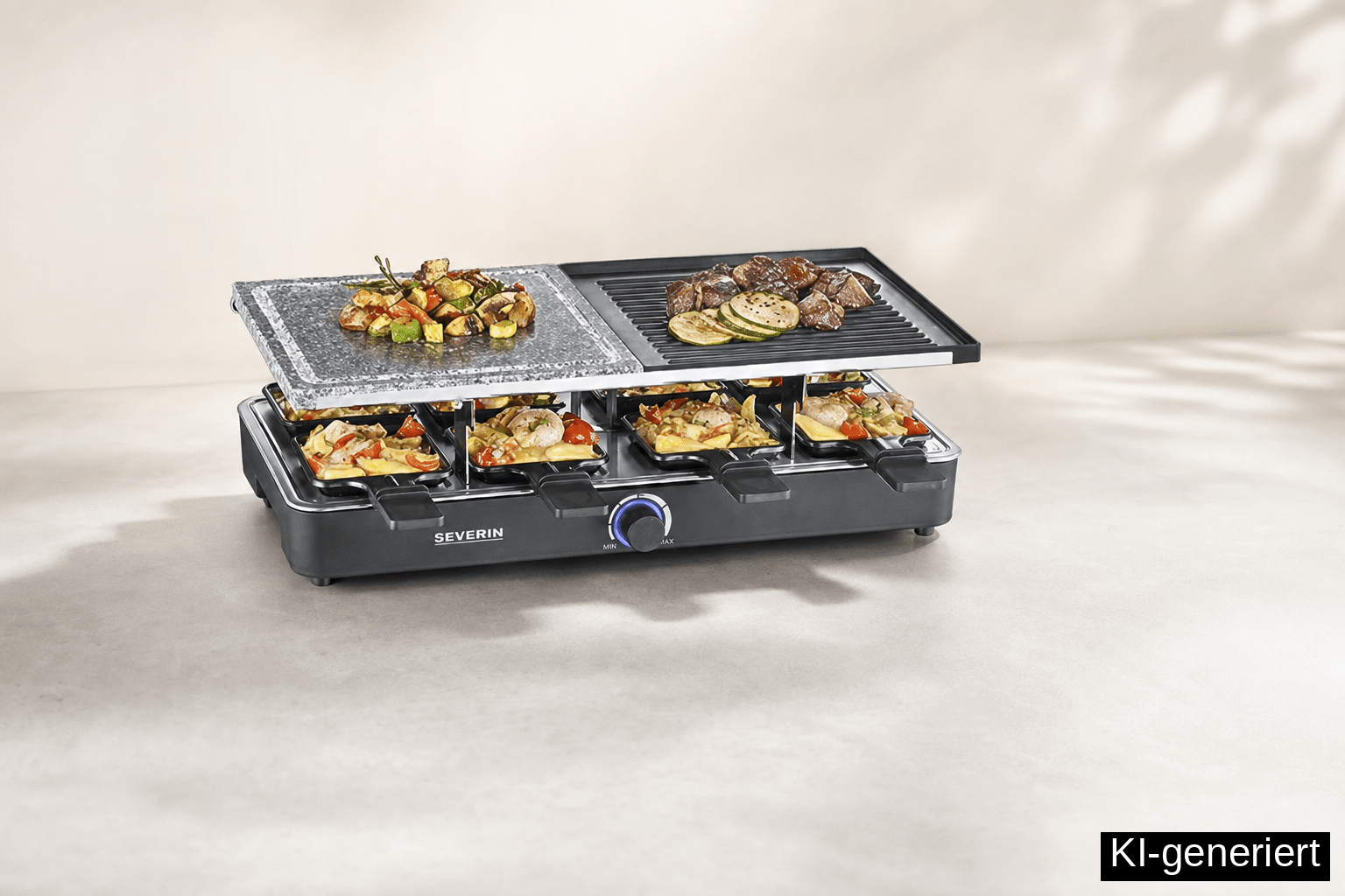 SEVERIN Raclette-Grill mit Naturgrillstein und Grillplatte, Raclette