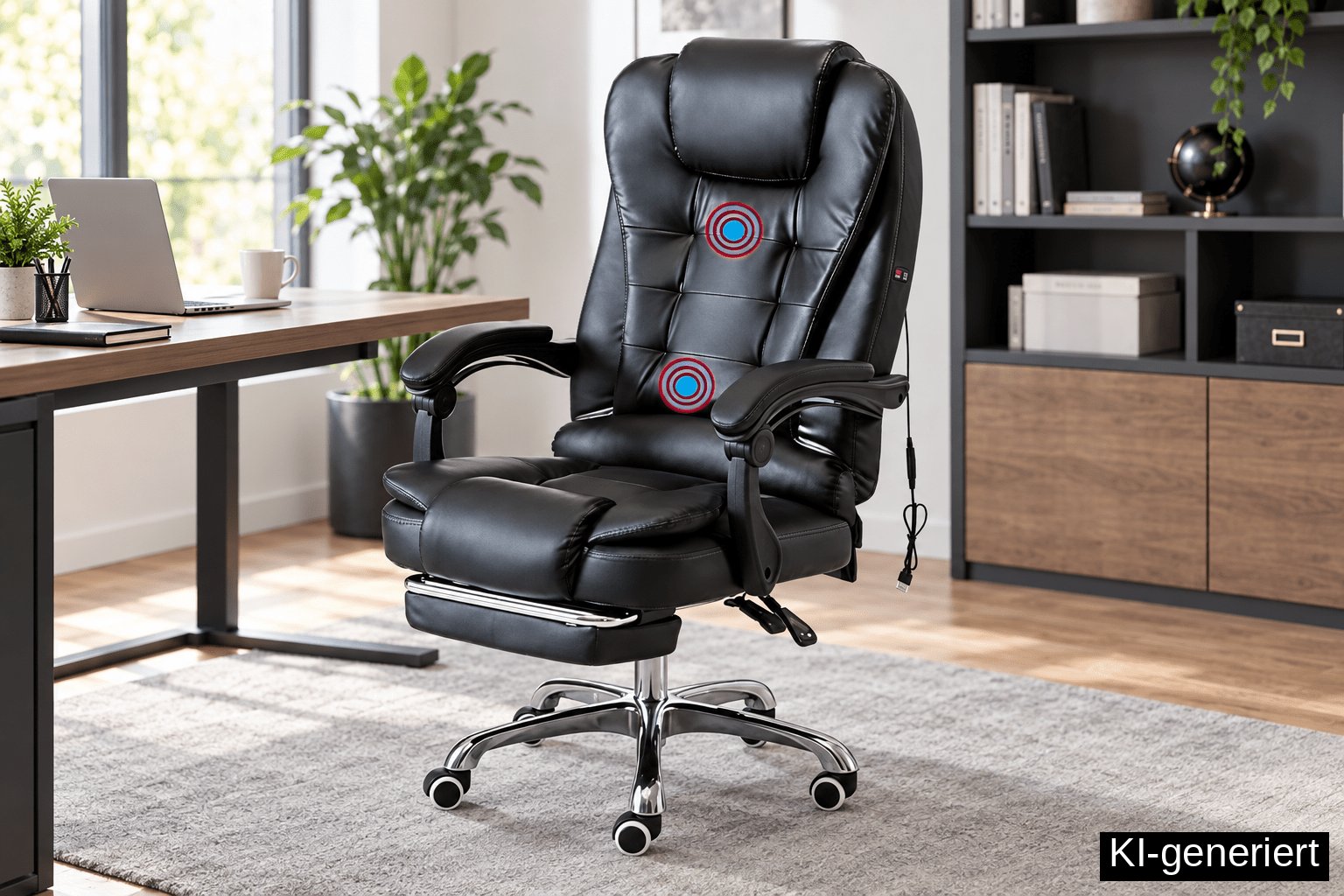 ideallife Bürostuhl mit Massagefunktion und Fußstütze, ergonomischer